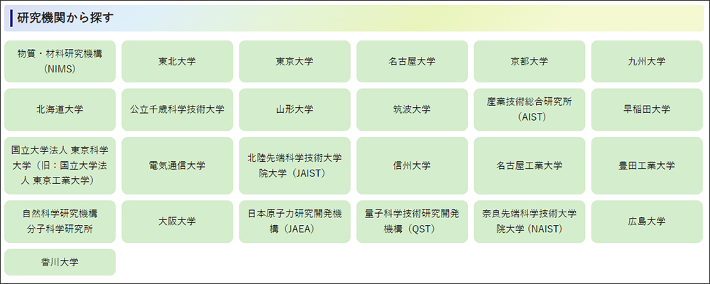 設備検索_研究機関から探す